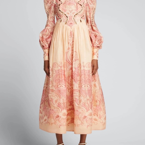 Zimmermann Pink Mock Neck Long Sleeve Gown - Picture 4 of 6